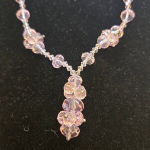 NWOT Pink Glass Bead Necklace Faceted